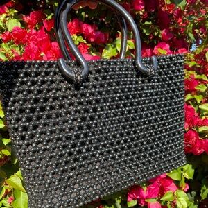 60’s Black Beaded Handbag